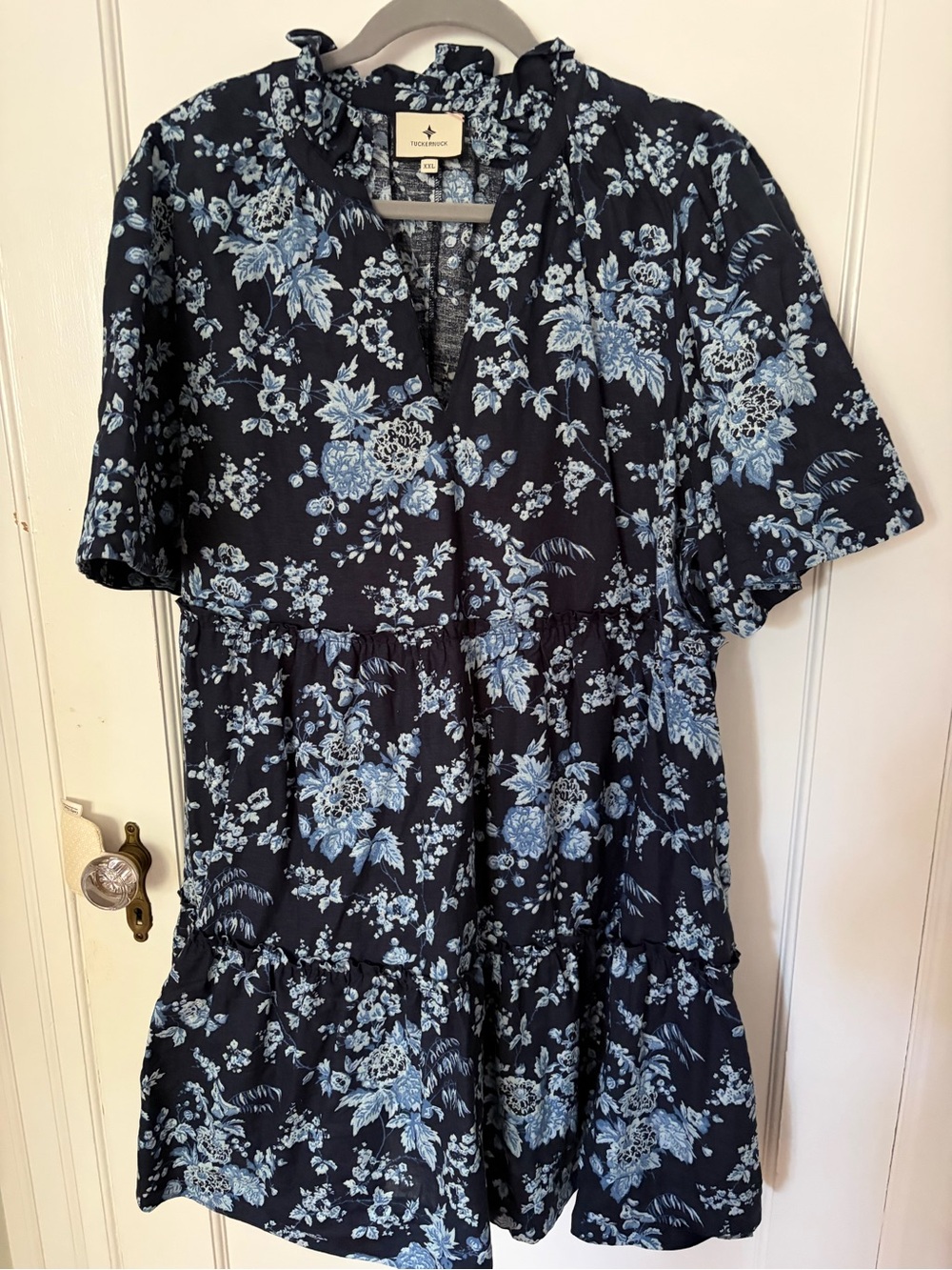 NWOT FALL DRESS! Tuckernuck Navy dress with Light Blue Floral Print